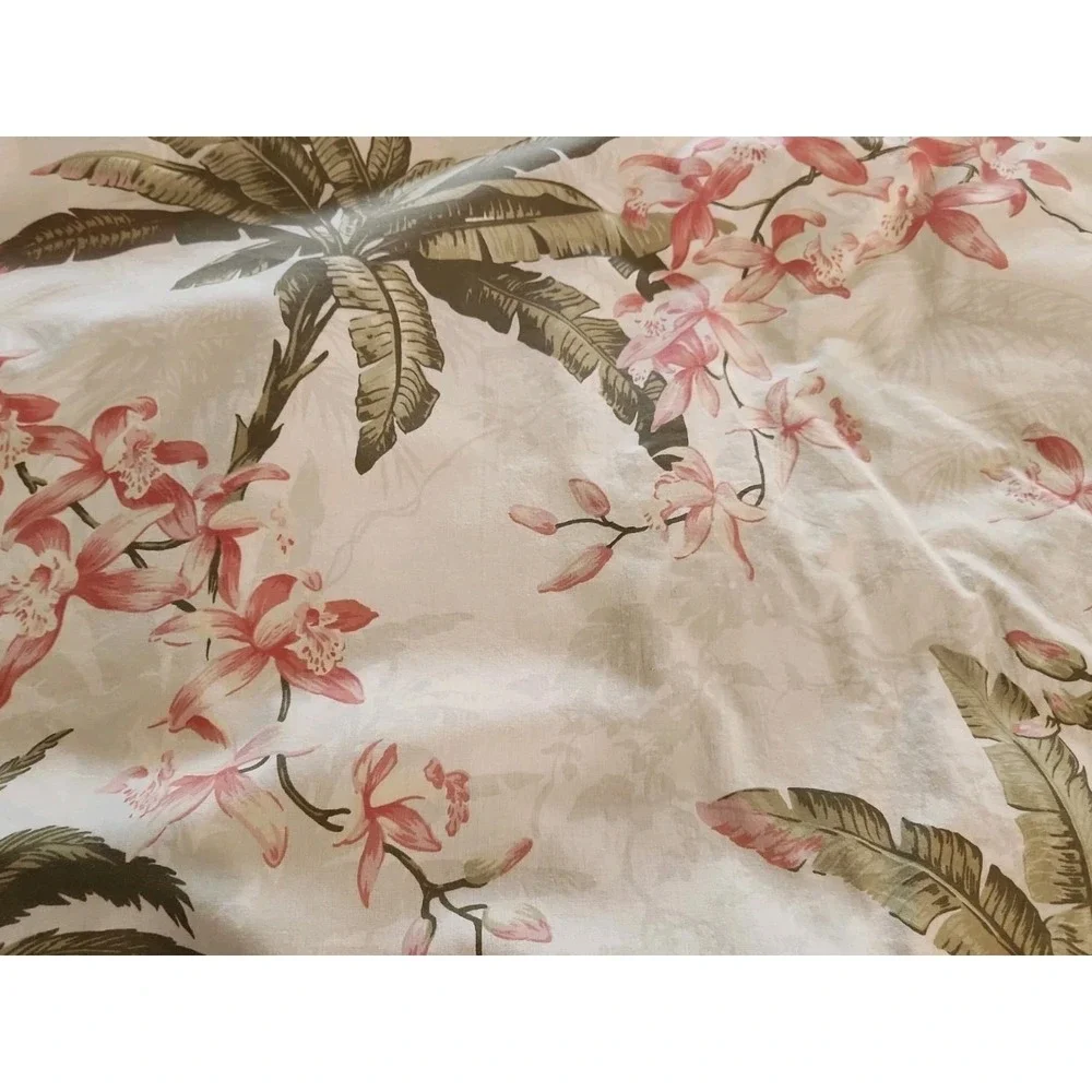 2/Tommy Bahama Bonny Cove KING SHAMS Palm Orchid Tropical Beach Beige Pink Green